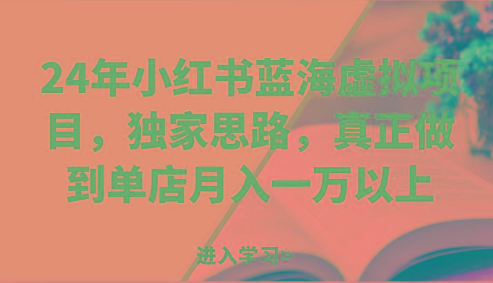 24年小红书蓝海虚拟项目，独家思路，真正做到单店月入一万以上。