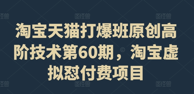 淘宝天猫打爆班原创高阶技术第60期，淘宝虚拟怼付费项目