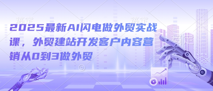 2025最新AI闪电做外贸实战课，外贸建站开发客户内容营销从0到3做外贸