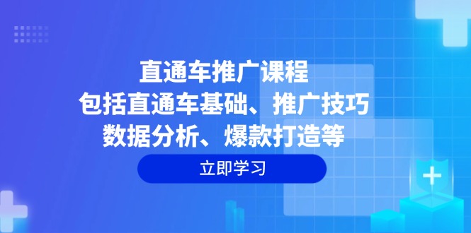 直通车推广课程：包括直通车基础、推广技巧、数据分析、爆款打造等