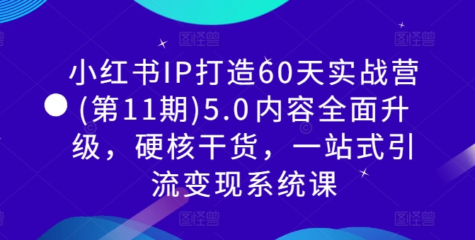 小红书IP打造60天实战营(第11期)5.0​内容全面升级，硬核干货，一站式引流变现系统课