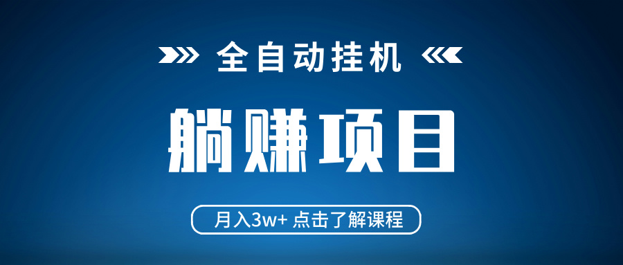 全自动挂机项目 月入3w+ 真正躺平项目 不吃电脑配置 当天见收益